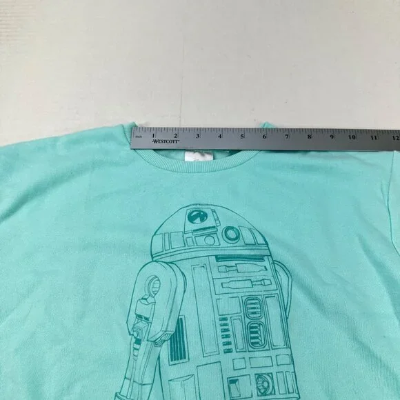 Disney Star Wars Youth Size Large 10-12 Sweatshirt R2-D2 Graphic Green NWOT - Picture 8 of 14